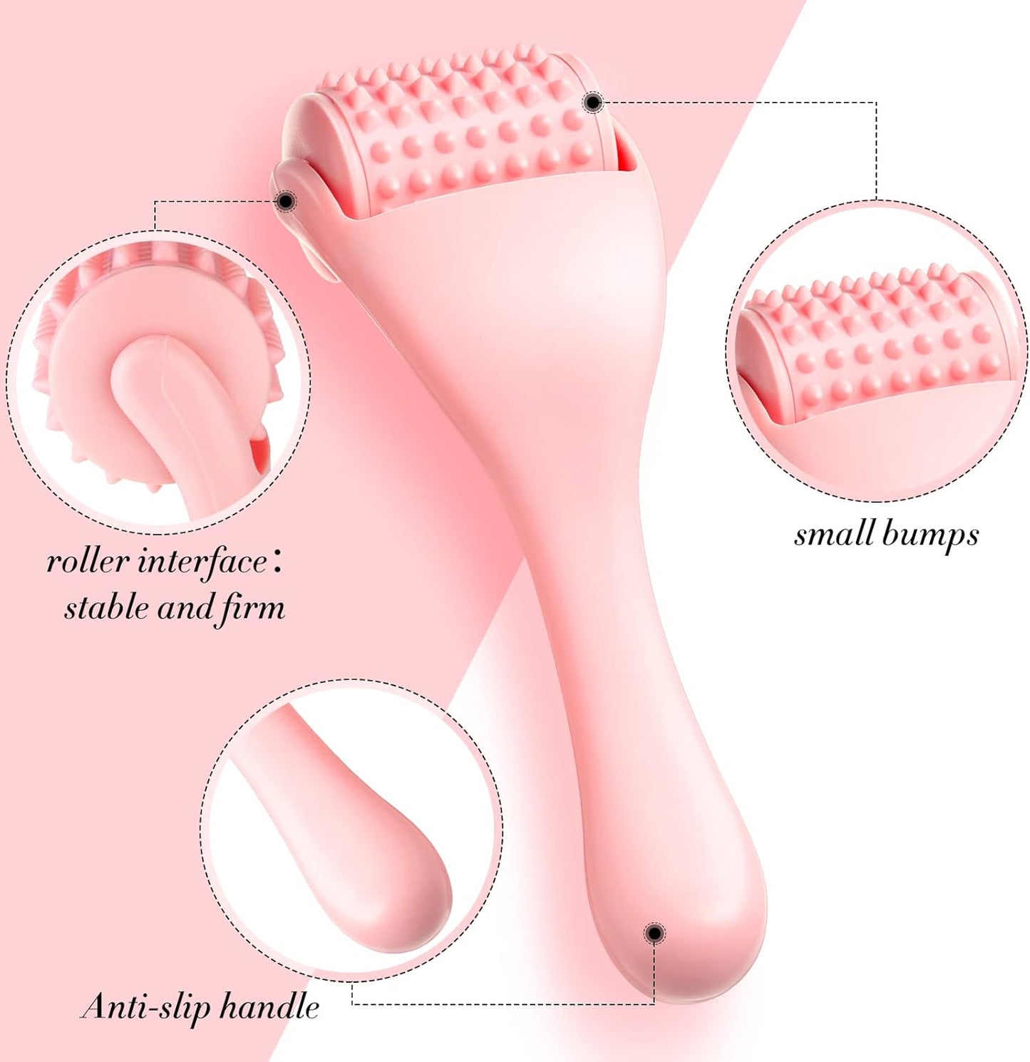 2 Pcs Muscle Roller Stick for Fascia Body Cellulite Face Massage - Manual Tools for Neck Arm Back Leg Relief - Deep Trigger Points Release (Pink)