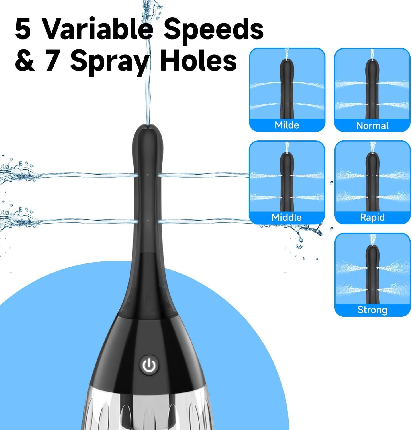 Automatic Enema Bulb Anal Douche - Anti-Backflow Electric Enema Anal Cleaner with 5 Speeds, Silicone Anal Cleaner for Men Women Colon Cleansing, Ideal Travel Douche for Men,8.8 oz