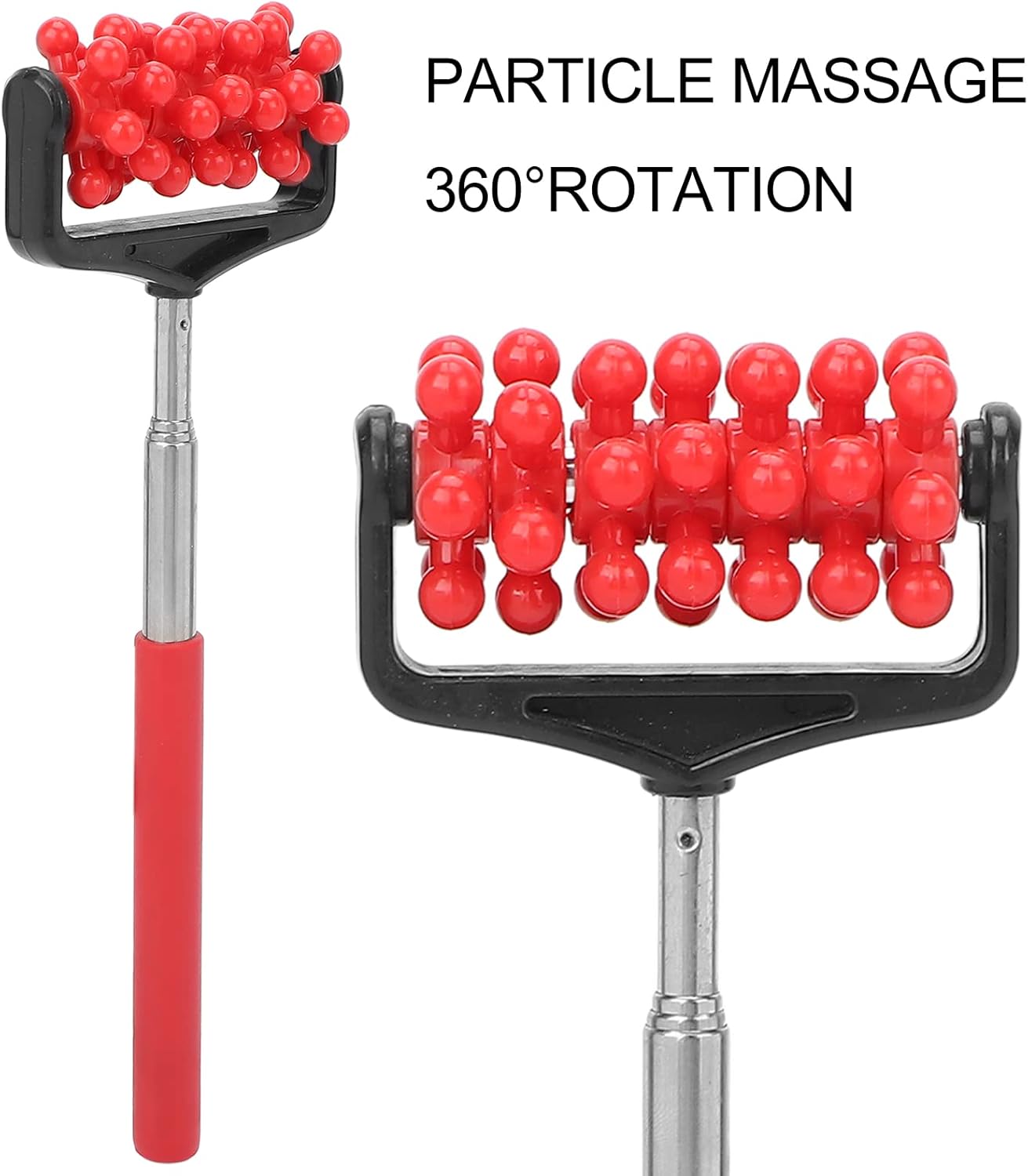 ZJchao Back Scratchers, Telescopic Massagers, Adjustable Muscle Roller for Back, Head, Arm - Portable Extendable Backscratchers for Men Women (Red)
