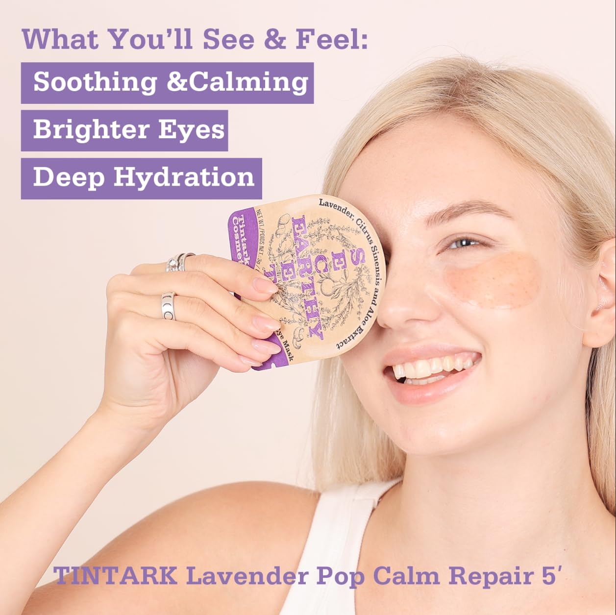 Lavender Pop Calm Repair 5′ Hydrogel Under-Eye Patches, 28 Pairs — 5-Minute Soothing & Calming, Brighter-Looking Under-Eyes — Natural Lavender Note · Ophthalmologist Tested
