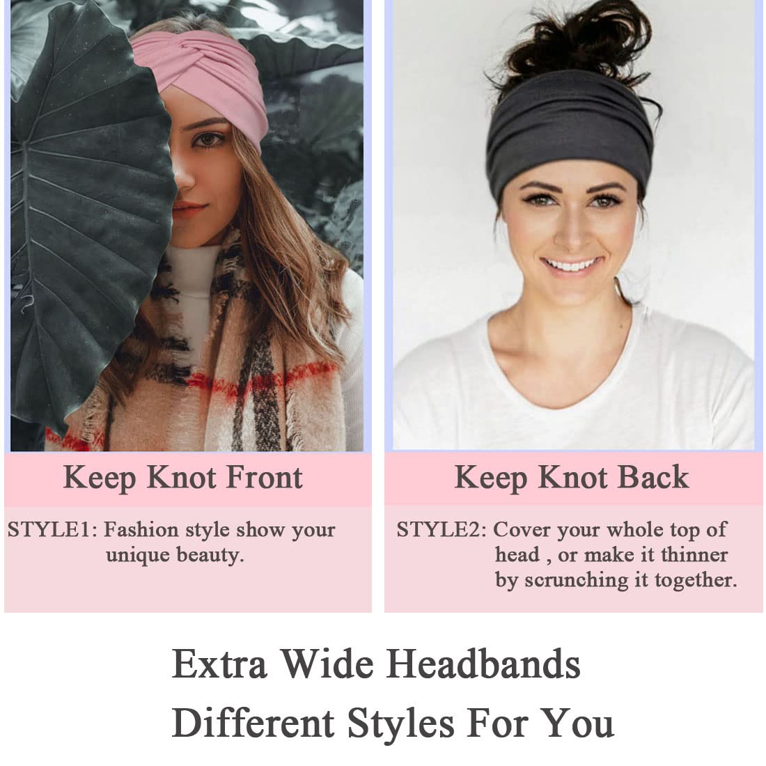 Wide Headbands For Women Extra Large Headband Twisted Knot Head Bands For Women's Hair Band Turban Accessories 6 Pack