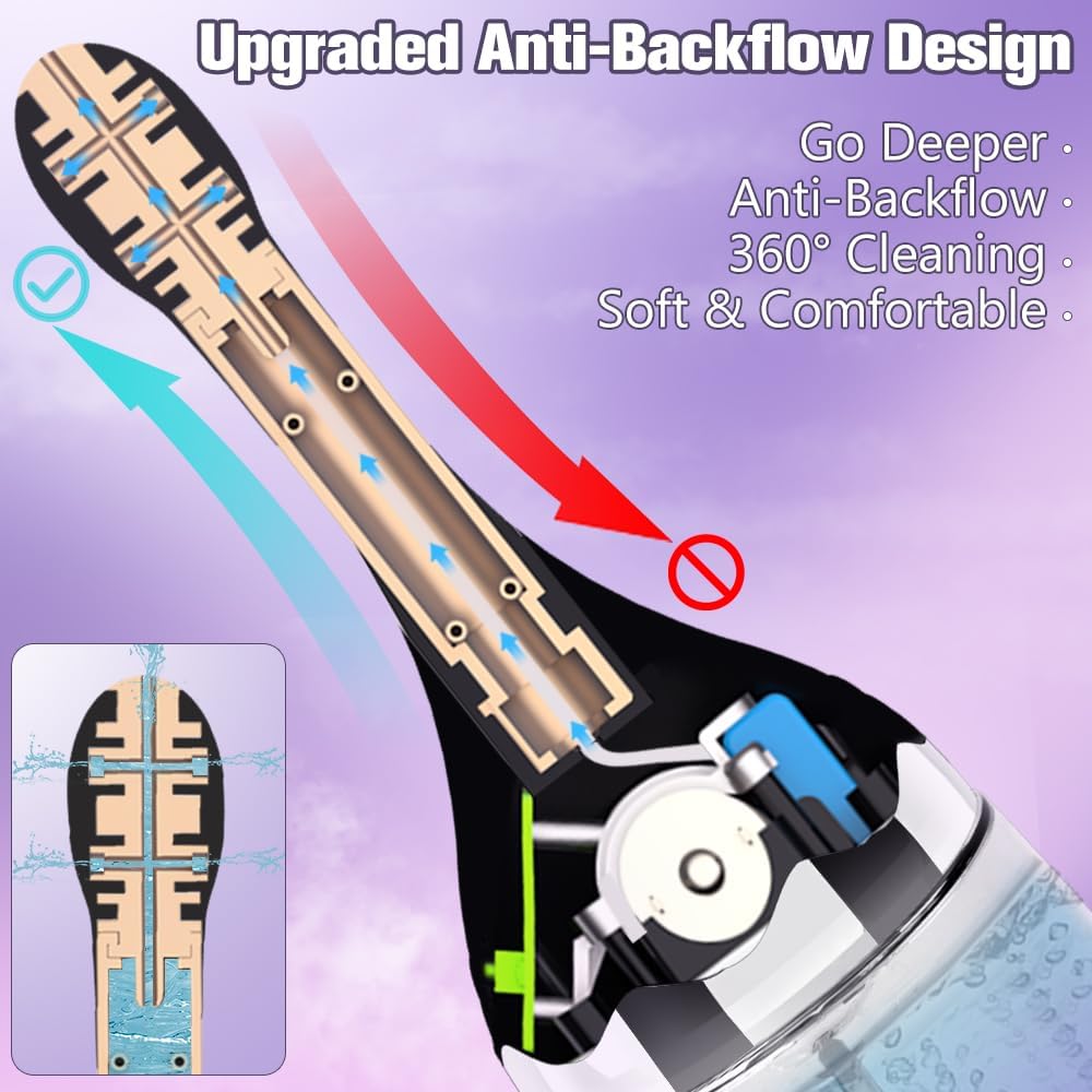 Anal Douche Automatic Enema Bulb - 20oz Electric Enemas for Colon Cleanse for Women with 3 Speeds 5 Spouts, Silicone Douches for Men Anal Cleaner, Remote Control Enema Kit Anti-Backflow Bottle