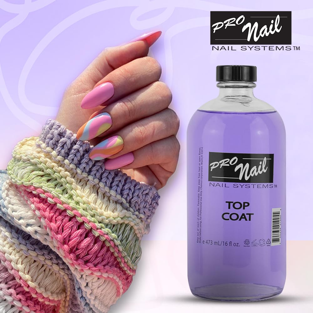 PRONAIL - Nail Polish Top Coat 16 Oz - Professional Strength, Long Lasting, Manicure and Pedicure, High Gloss Shine and Chip Resistant