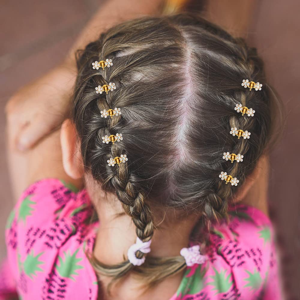 Mini Glitter Rhinestone Flower Hair Accessories - No-Slip Grip Claw Clamps and Metal Clamps in Mixed Colors for Girls Women (Gold-13Colors)