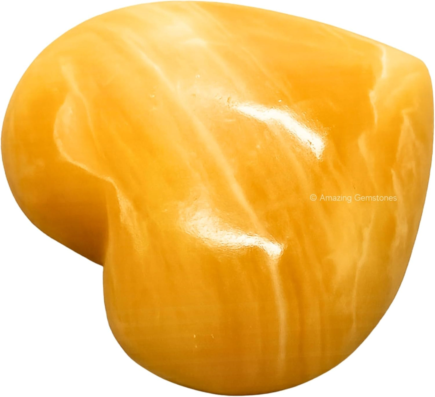 Amazing Gemstone Yellow Calcite Crystal Heart Palm Stone - Pocket Massage Worry Stone for Natural Body Chakra Balancing, Reiki Healing and Crystal Grid