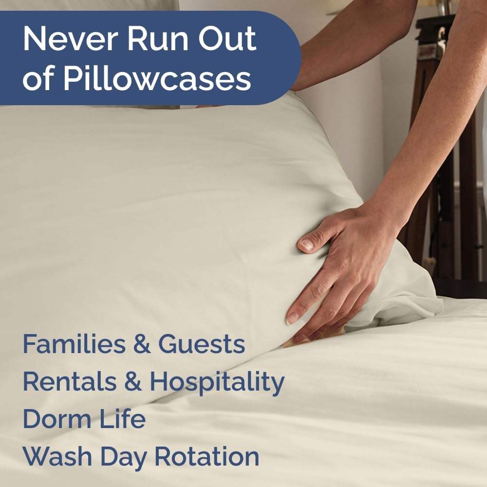 Standard Pillow Cases Set of 6 - Ultra Soft Hotel Quality Pillowcase Covers - Comfy, Cozy & Wrinkle Free - Shrink, Stain and Fade Resistant - Machine Washable Pillow Protectors - 6 Piece Set - Wheat