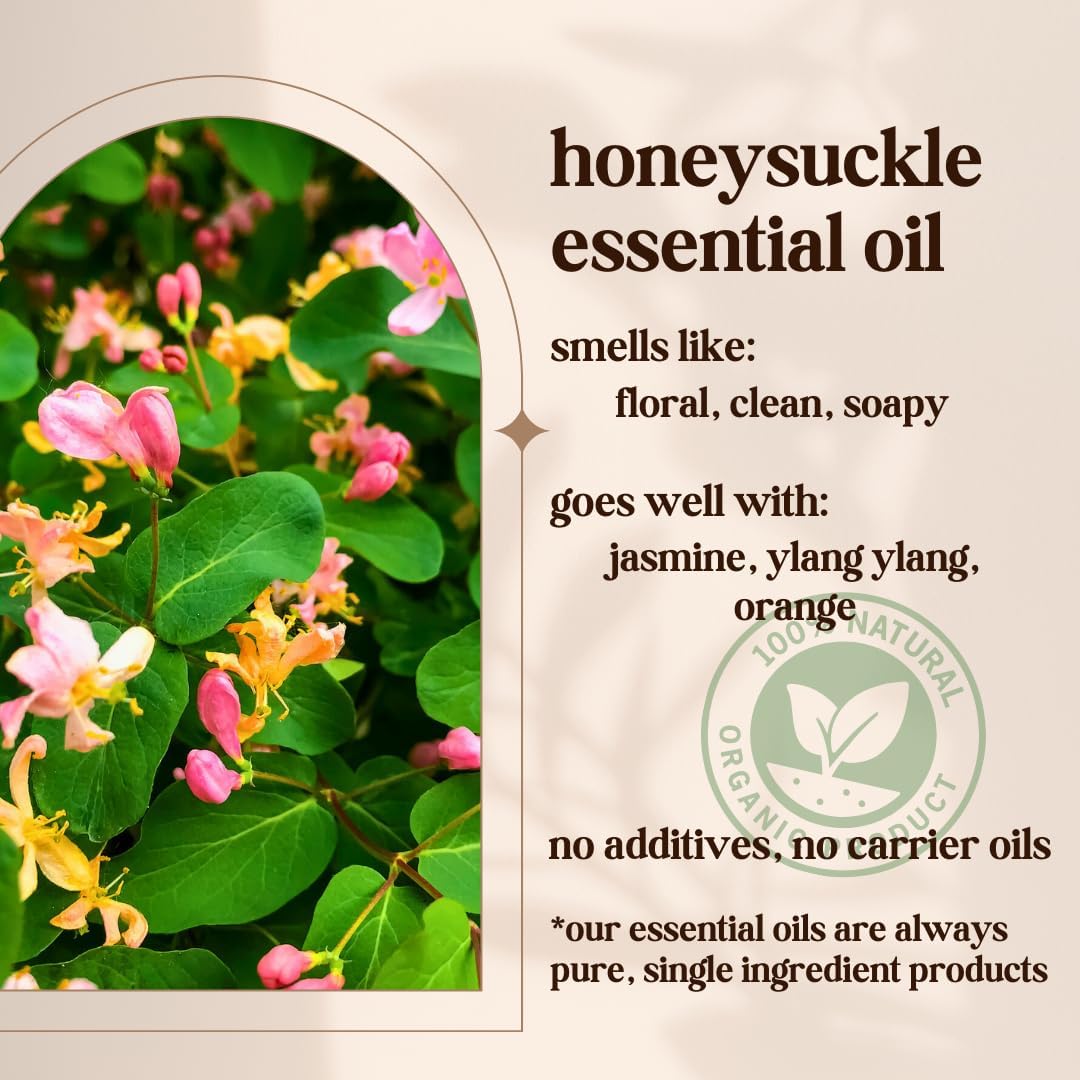 Avivni Honeysuckle Essential Oil - 100% Pure & Natural, Undiluted for Aromatherapy, Hair, Diffuser (0.33oz - 10ml)