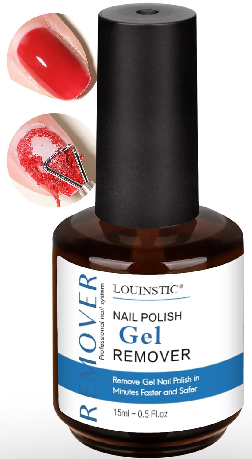 LOUINSTIC Gel Polish Remover-15ml Non-Irritating Formula, 2-5 Minutes Easily Remove Gel Nail Polish, No Damage to Nails, Easy to Use, Portable for At-Home Salon,for Nail Kits