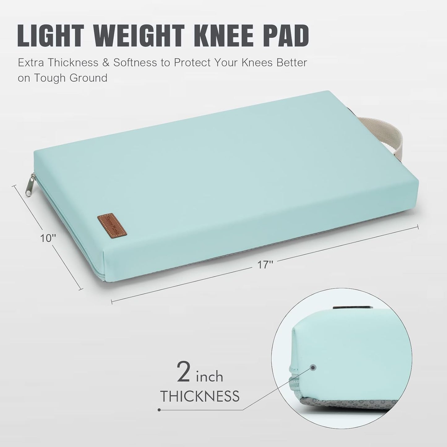 HappyPicnic Waterproof Kneeling Pad for Garden or Bath, 2 inch Thick Soft Foam Kneeler Mat for Gardeners Knee Support or Bathtub Bathing Baby with Handle and Removable Cover-Green