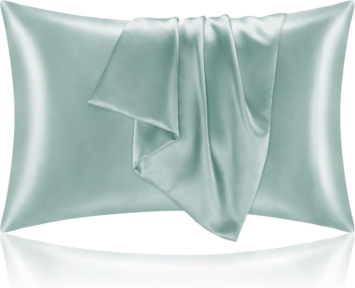 BEDELITE Satin Pillowcase for Hair and Skin, Super Soft and Cooling Similar to Silk Pillow Cases 2 Pack with Envelope Closure, Gift for Women Men(20"x30" Queen Size, Haze Blue)