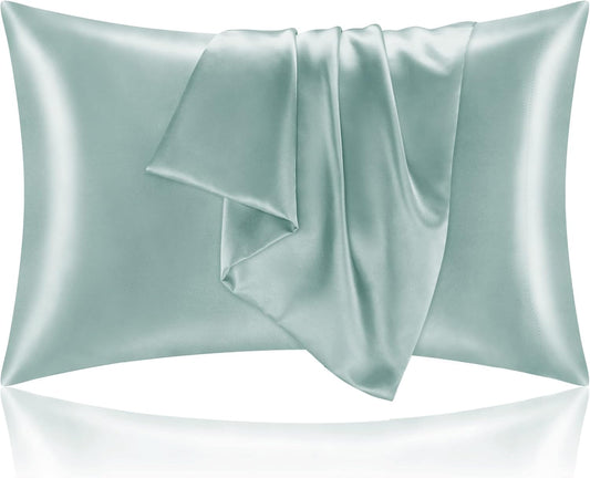 BEDELITE Satin Pillowcase for Hair and Skin, Super Soft and Cooling Similar to Silk Pillow Cases 2 Pack with Envelope Closure, Gift for Women Men(20"x36" King Size, Haze Blue)