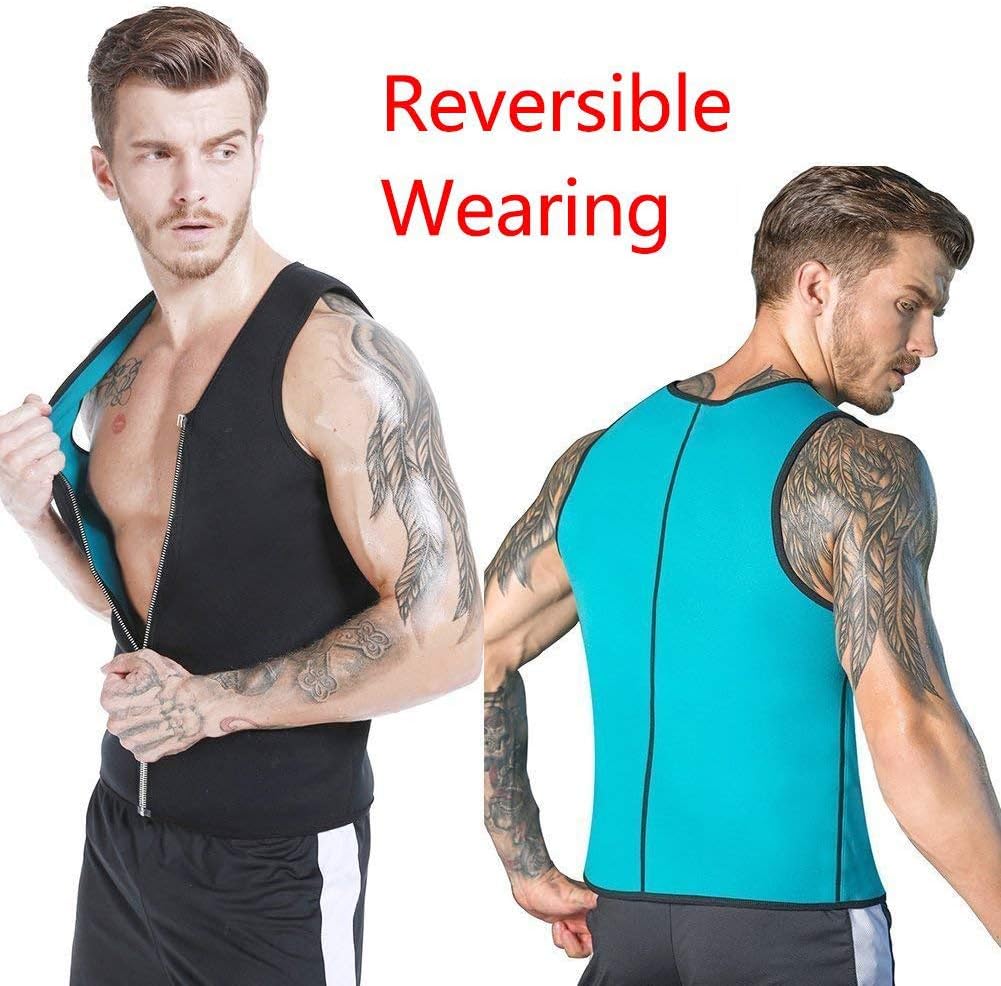 NonEcho Men Sauna Vest Hot Sweat Waist Trainer Corset Neoprene Tank Top Shapewear Slimming Shirt Workout Suit