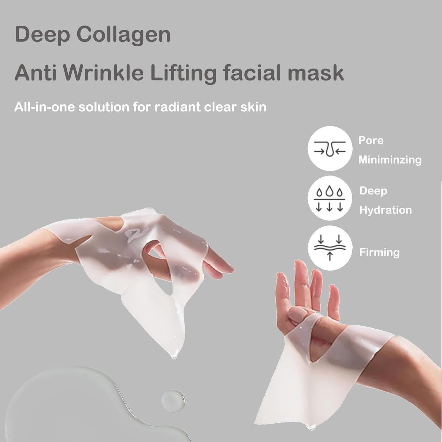 5 Pack Deep Collagen Face Mask, Bio-Collagen Korean Overnight Hydrogel Mask, Anti Wrinkle Firming Lifting Korean Collagen Films for Improve Skin Elasticity, Firming And Moisturizing