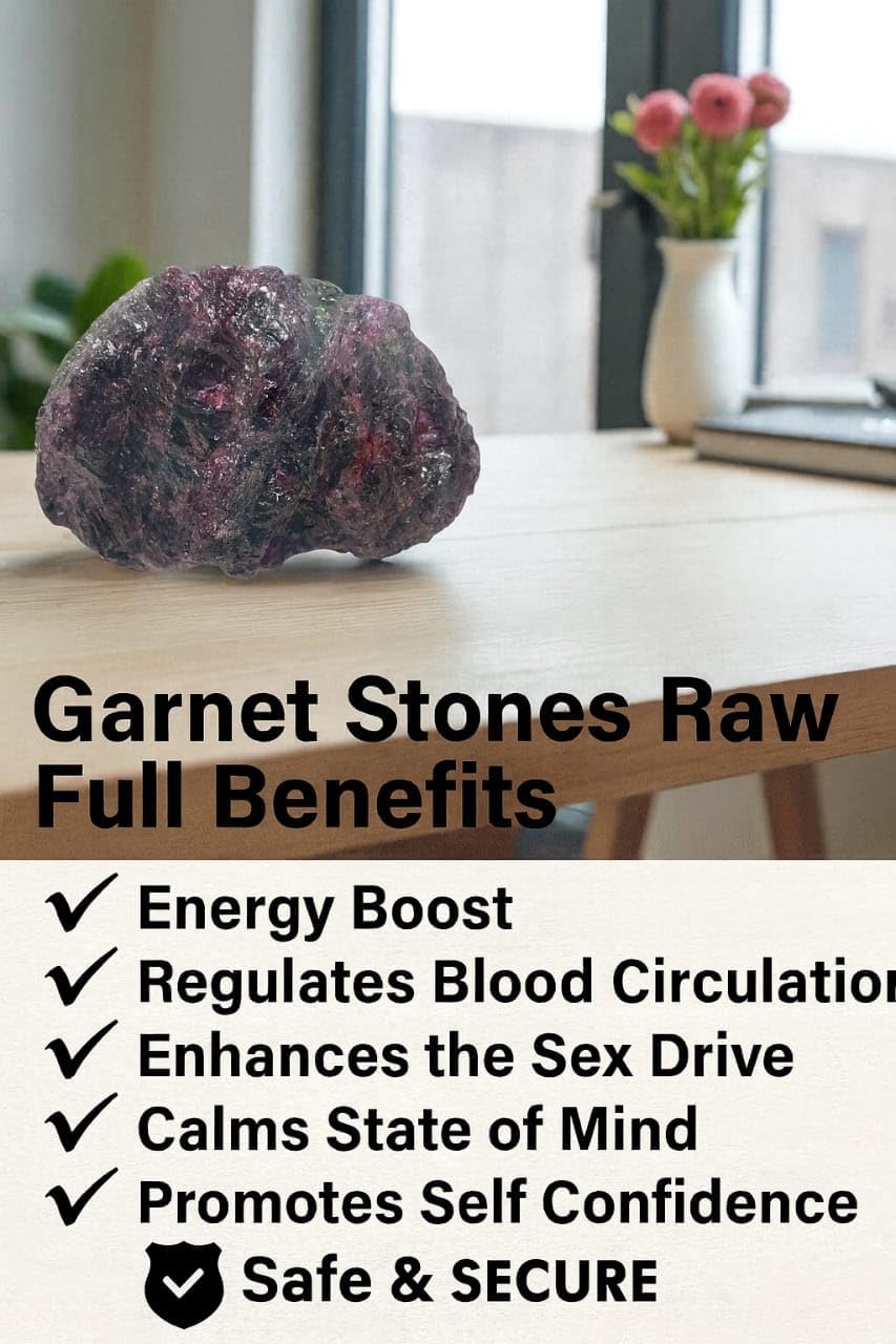 Natural Garnet Raw Crystal Stone – Healing Energy Rock for Reiki, Chakra Balancing, Meditation & Crystal Collection – Raw Garnet Mineral for Positive Energy, Strength & Vitality