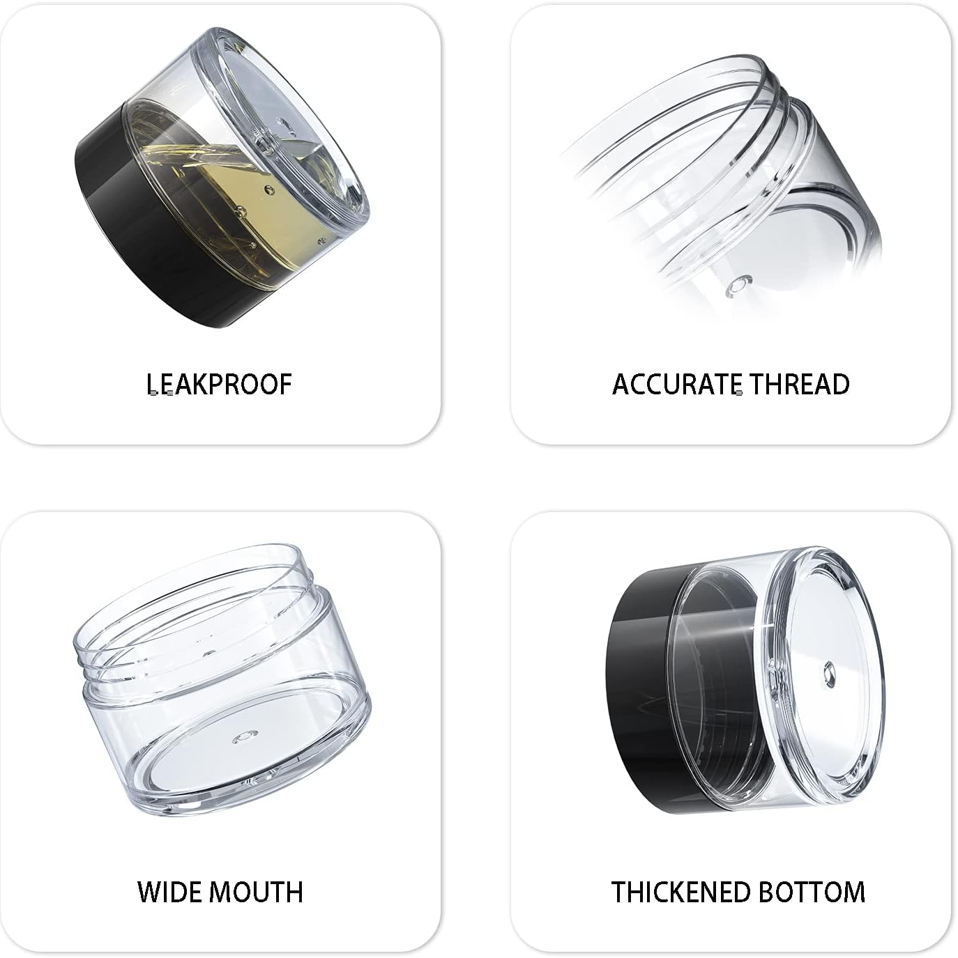 Travel Size Containers for Toiletries, 3 Size 0.17/0.5/1 OZ Small Cosmetic Jars for Makeup Face Creams Moisturizer Lotion, with 2 Pieces Mini Spatulas for Gift (6 Pieces)