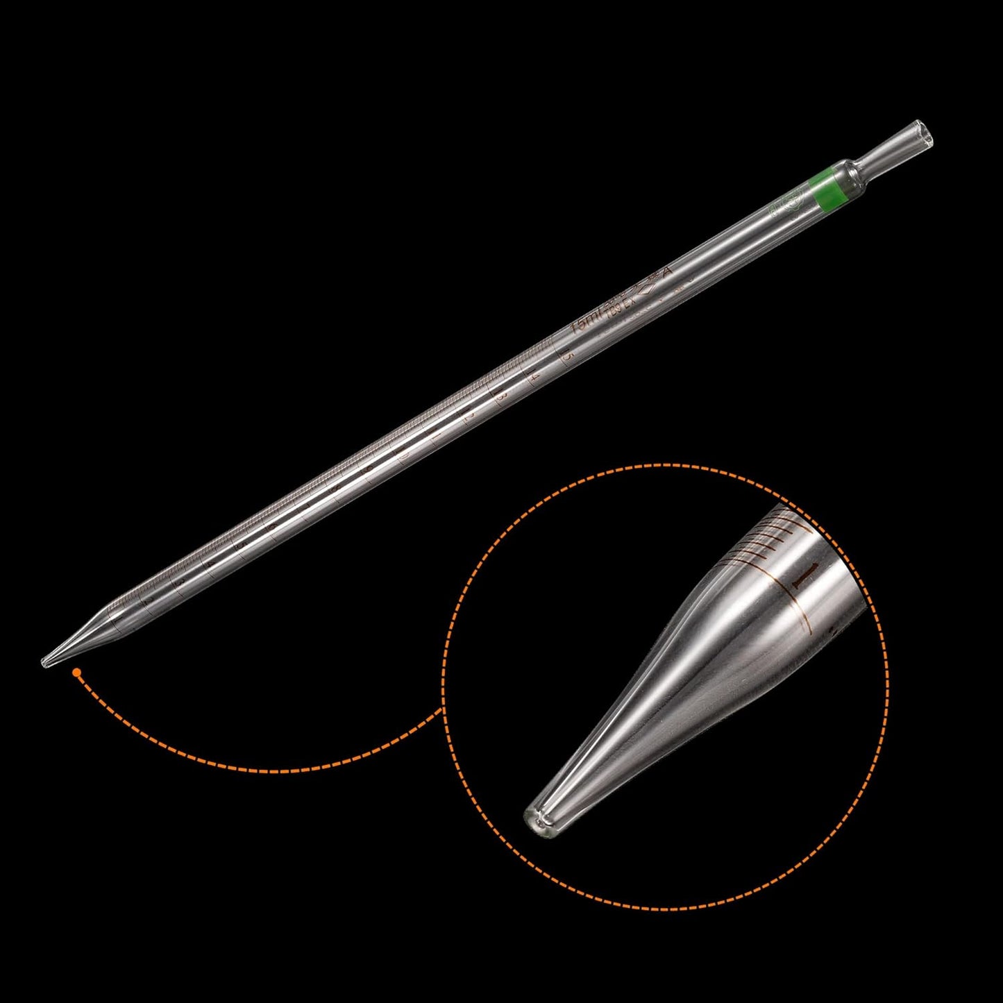 PATIKIL Graduated Dropper Pipettes, 1 Pcs 15ml Reusable Borosilicate Glass Pipette for Transfer Liquid for Laboratory, Chemistry, Clear