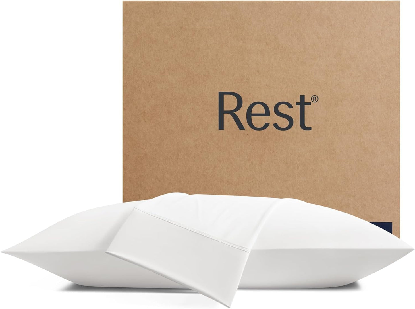 REST® Evercool®+ Cooling Pillowcases Standard - 2 Pillowcases for Sensitive Skin, Silver Infused Fabric for Hygienic Sleep, Silky Smooth for Curly Hair, High Elastic for Snug Fit (19x29 inches)