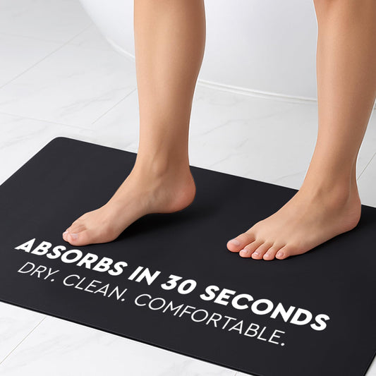 Homergy Bath Mat – Super‑Absorbent & Quick‑Dry with Non‑Slip Rubber Backing, Machine Washable & Odor Resistant – 20x32 in, Black
