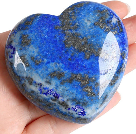 MAIBAOTA 60 mm Lapis Lazuli Crystal Large Heart Love Stone Healing Crystals Heart Stone for Women Natural Reiki Gemstone Polished Heart Shaped Rocks Meditation