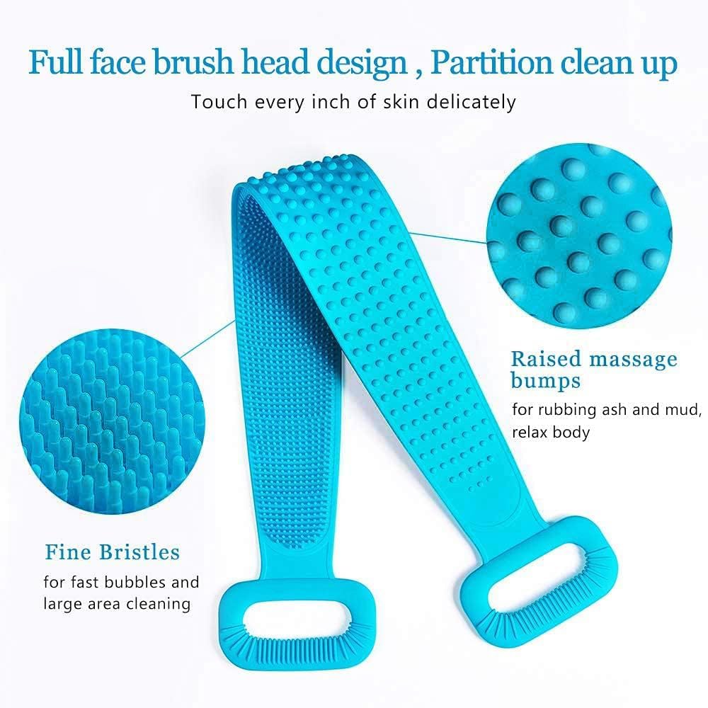Inmorven Exfoliating Back Scrubber for Shower with Handles, 30 Inch Double-Sided Back Exfoliator Body Scrub Towel, Exfoliating Washcloth Bath Tool for use in Shower, to Clean Skin for Men & Women