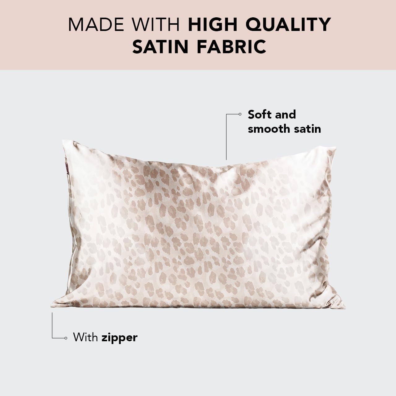 Kitsch Satin Pillowcase with Zipper for Hair & Skin, Softer Than Silk Pillow Cases Queen, Wrinkle-Free, Smooth and Cooling Satin Pillow Covers, Standard Size 19"x26", Leopard, 2pcs