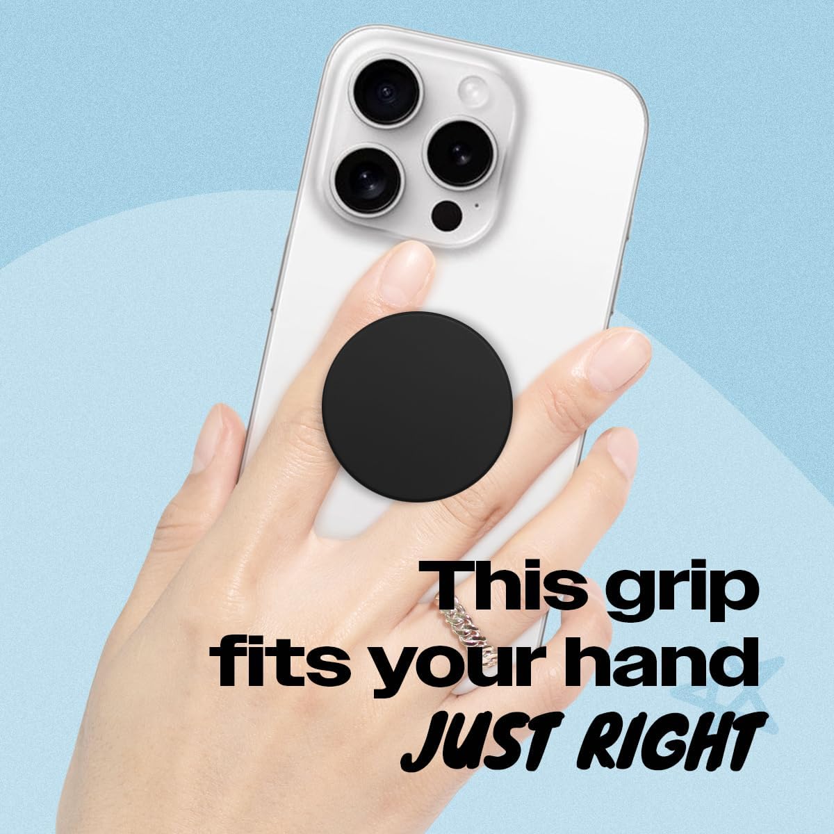 Matt Black Collapsible Phone Grip & Stand Sleek All-Black Design for Secure Hold & Stylish Look (Round, Adhesive)
