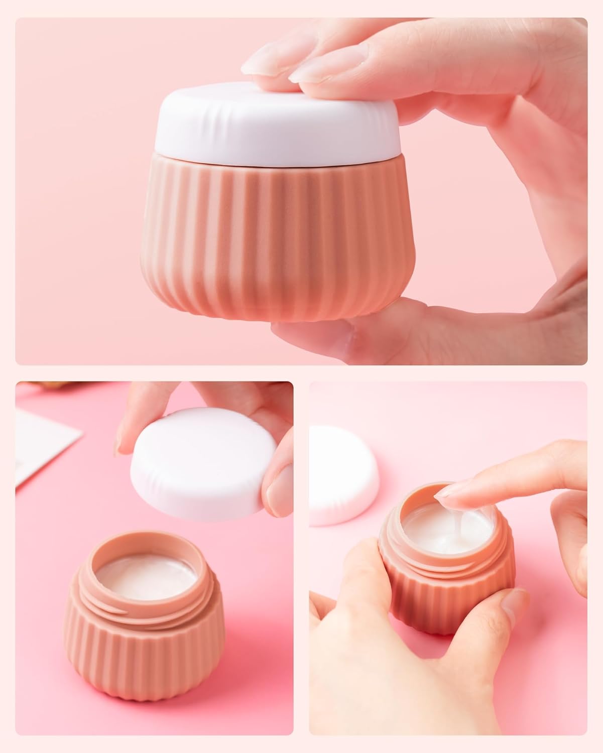 Travel Containers for Toiletries 4 Pack, TSA Approved Travel Size Toiletries, Portable Size Containers, With Clear Bag Leak Proof Silicone Jars, Essentials Creams Jars Carrying Small Items