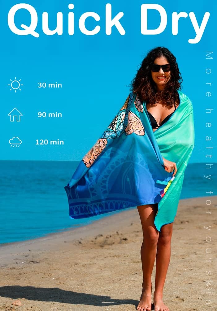 4 Pack Microfiber Lightweight Beach Towel Sand Free Quick Dry Absorbent Thin Compact Towels for Swimming Pool Camping Beach Accessories Large Easy Pack Travel Things for Vacation Essentials Gift