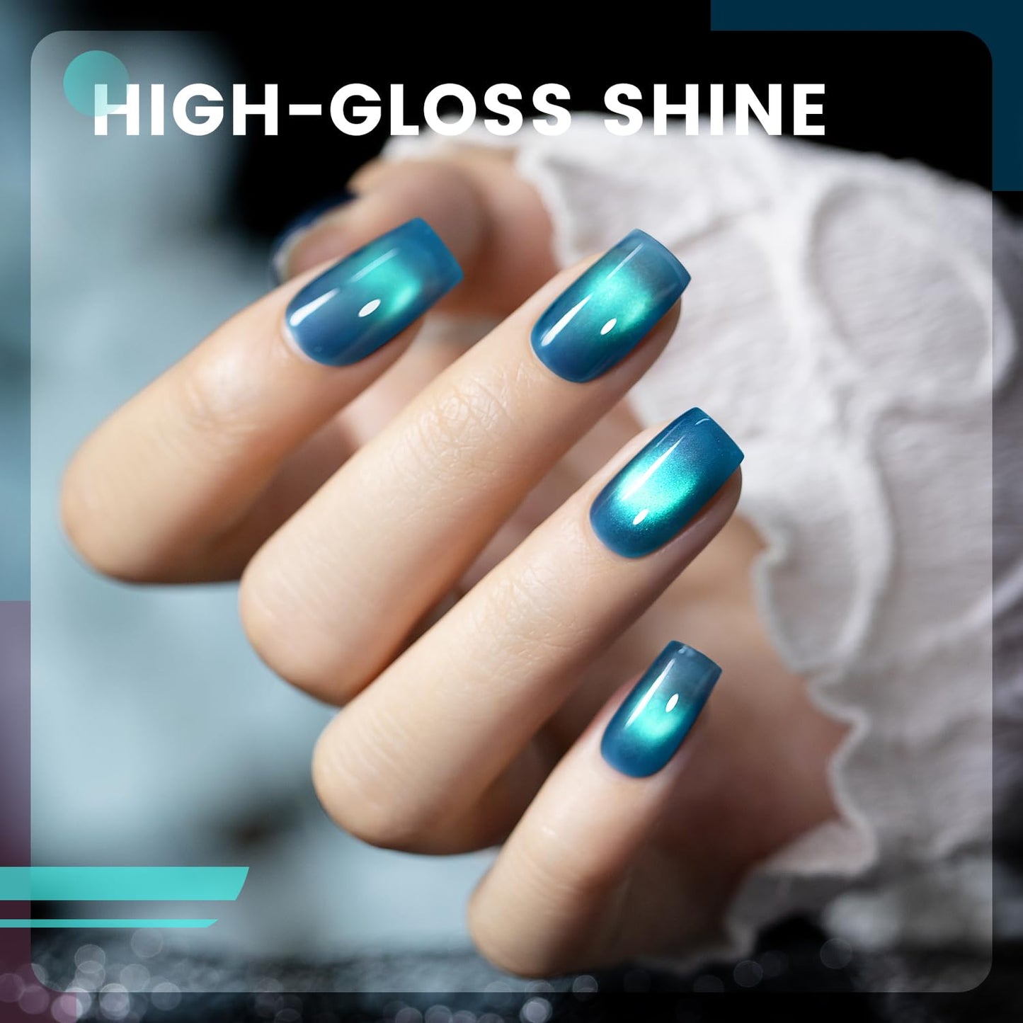 RARJSM Aurora Ceramics Glitter Glass Cat Eye Gel Nail Polish Set 6Pcs Pink Purple Brown Blue Green Shimmer Smoothie Cateye Colorful Galaxy Effect with Magnetic Stick UV LED Curing Require Home Salon