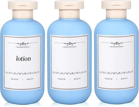 3 PACK Travel Shampoo Bottle, Empty Plastic Squeeze Bottles 6.8oz with Flip Cap, Lotion Container for Toiletries Travel Size Shampoo and Conditioner