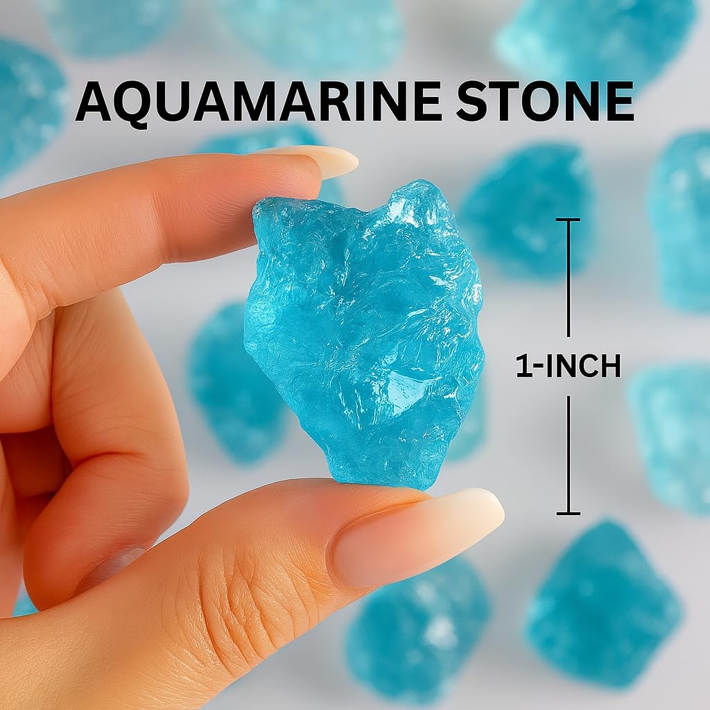 Large 1.25-2.0” Natural Aquamarine Raw Crystal Stone,Healing Gemstone for Reiki, Chakra Balancing, Meditation & Crystal Collection – Raw Aquamarine Mineral for Calmness, Clarity & Inner Peace