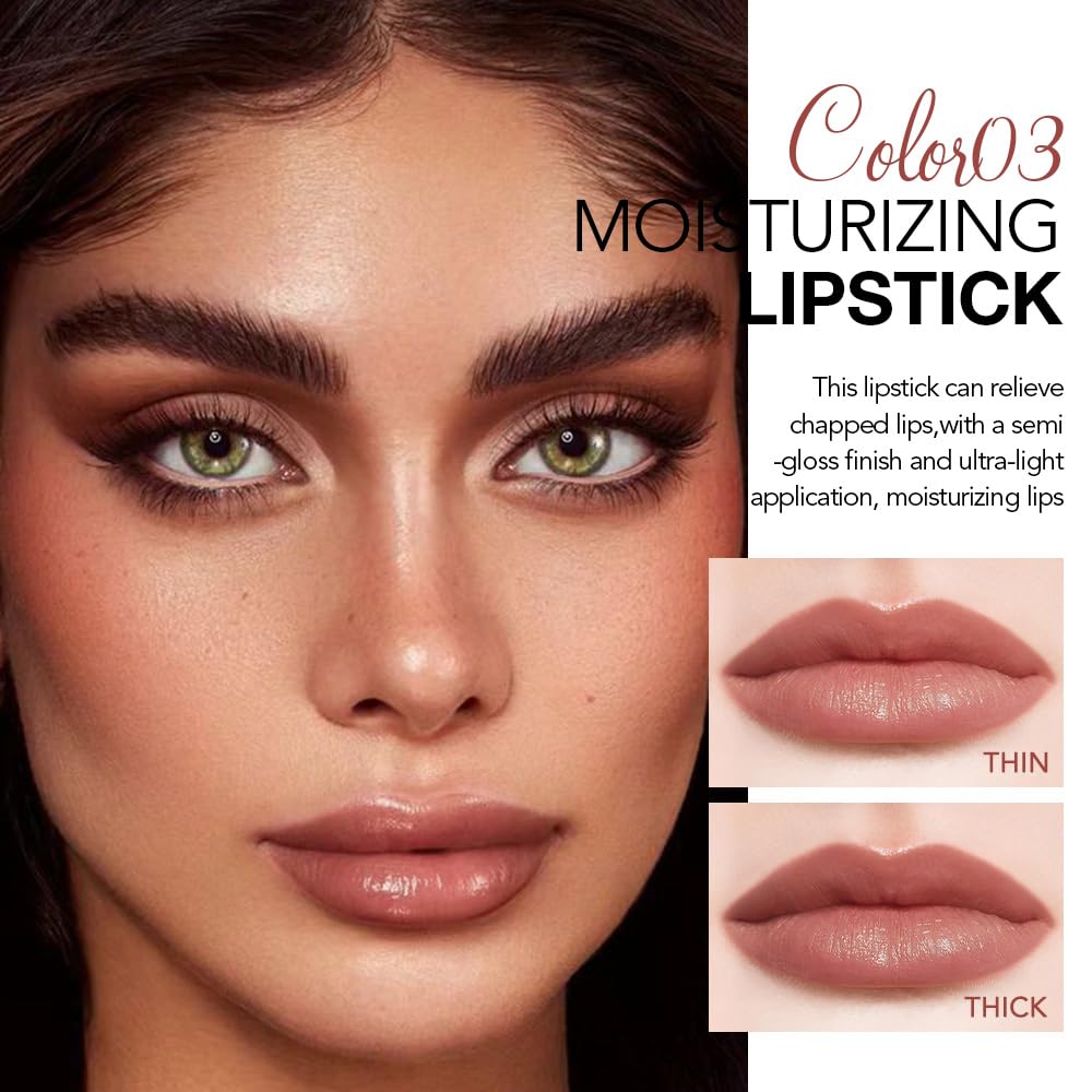 Mauve Brown Tinted Lip Balm, Hydrating Sheer Soft Matte Finish Lipstick for Women, Creamy Natural Color Lip Tint Balm Lightweight And Non-greasy Lip Glow Long Lasting Waterproof for Dry Lips 03#