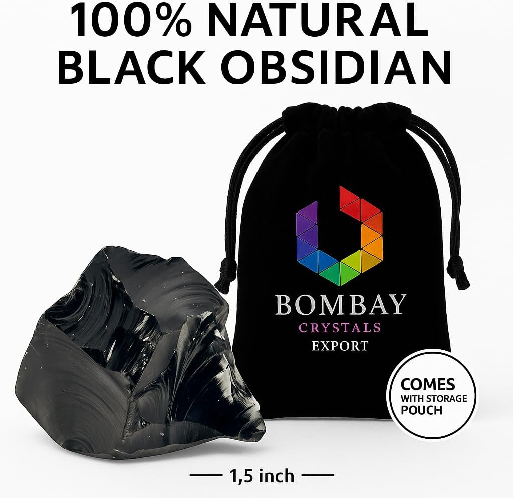 Black Obsidian Raw Stones 1.25-2 Inch, Natural Rough Healing Crystals for Protection, Chakra Balancing, Meditation, Energy Cleansing, Reiki Stones Bulk, Home Decor, Gemstone Collection