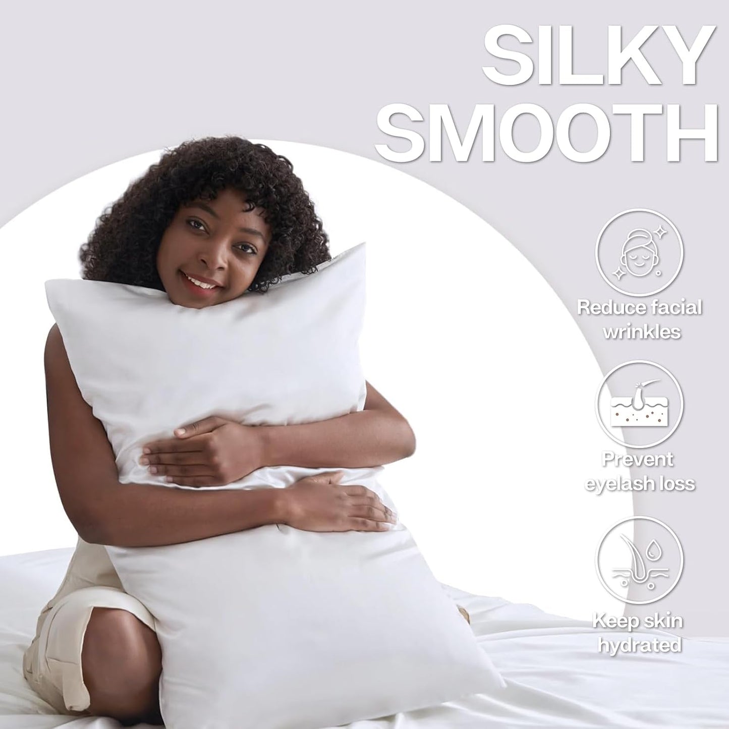 MR&HM Satin Pillowcase for Hair and Skin, Silk Satin Pillowcase 2 Pack, King Size Pillow Cases Set of 2, Silky Pillow Cover with Envelope Closure (20x36, White)