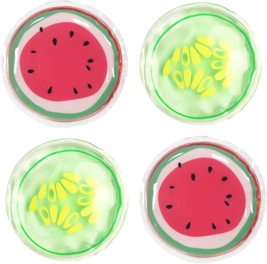Hot and Cold Eye Pads, reusable eye patches - Soothing, Revitalizing, Puffiness, Refresh, Relieves Stress, Relax, Relieves Puffiness and Tension(2 watermelons + 2 cucumbers)