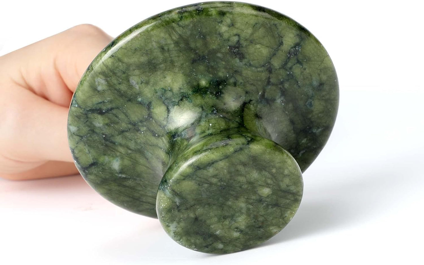 gemshan Mushroom Massage Tool,Natural Aventurine Jade Massage Stone for Relaxing Massage House SPA Heat The Cold