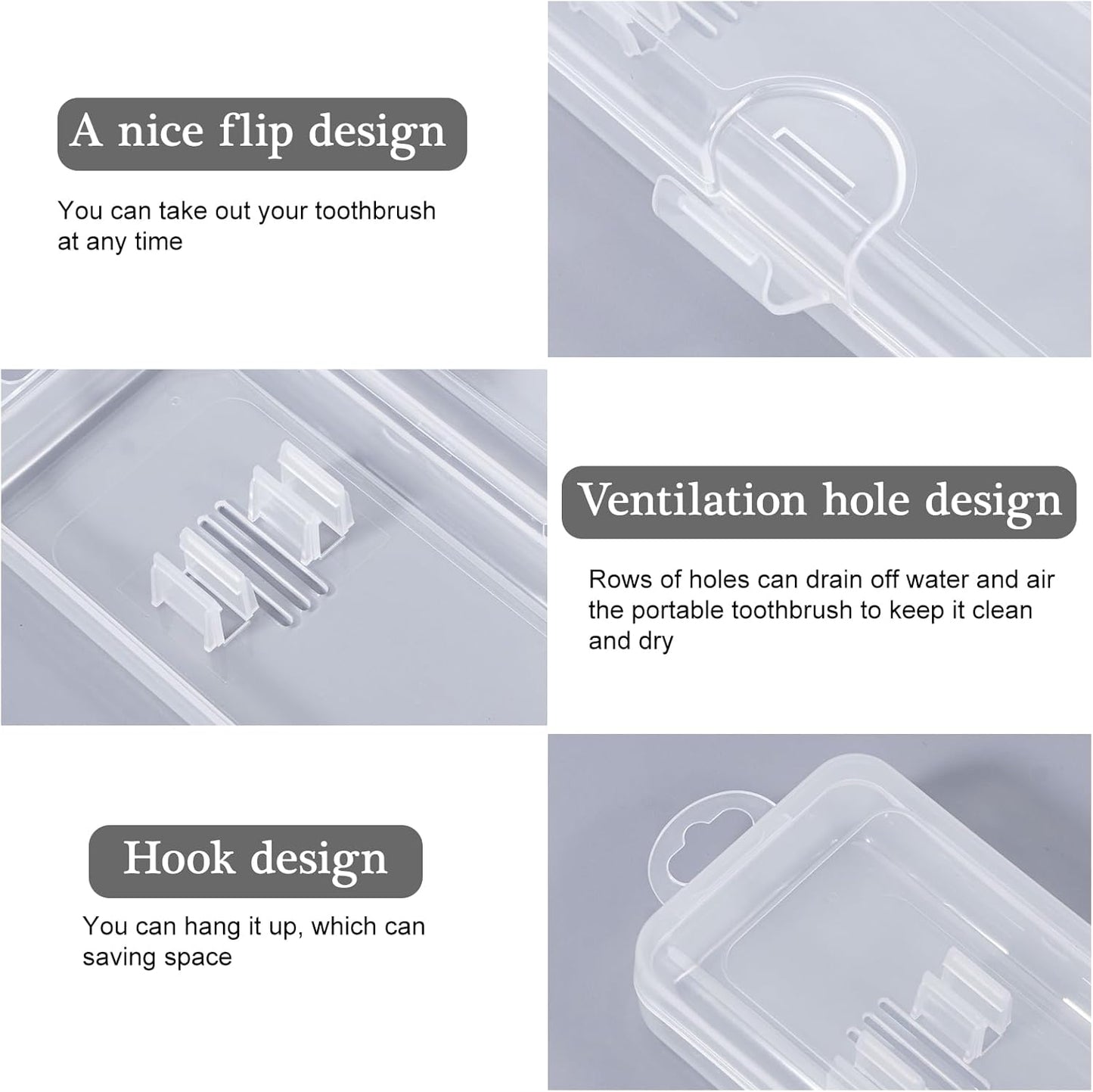 Toothbrush Travel Case 2 Pack, Clear Toothbrush Case Holder Travel Size Plastic Toothbrush Holder Toothpaste Storage Container Portable for Traveling, 7.87 x 2.36x 1.18”