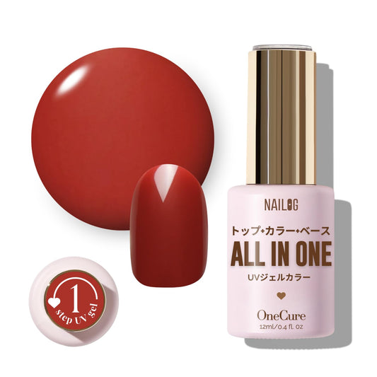 NAILOG One Step Gel Nail Polish 12ml Top Coat Color Gel Base 3-In-1 Formula Soak Off UV Gel Polish for Home DIY & Gifting | Oxblood Red
