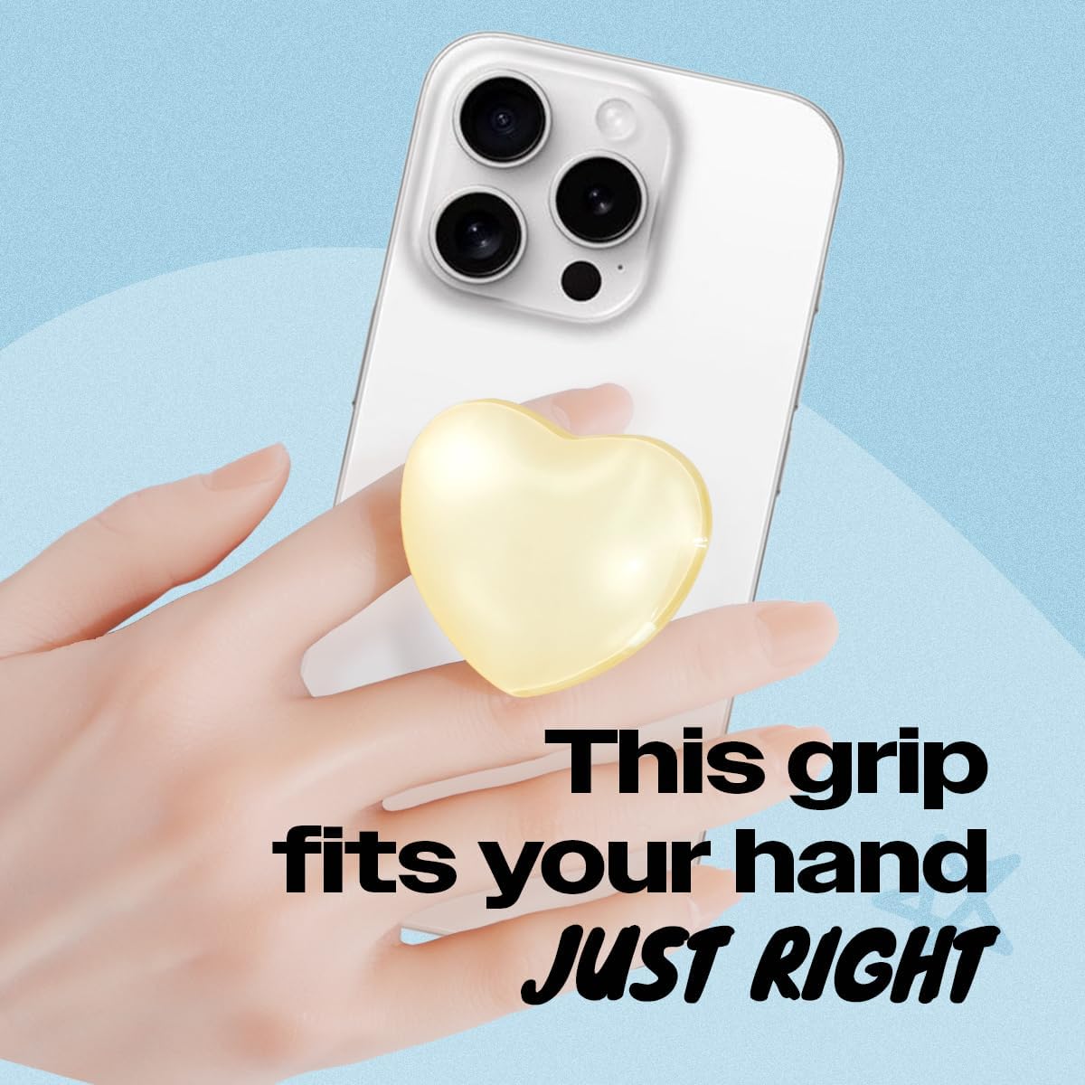 OnTheGrip Cute Glass Heart Design Collapsible Expandible Mobile Phone Grip Stand Holder for Smartphone Tablet Cell Phone Accessory (Yellow)
