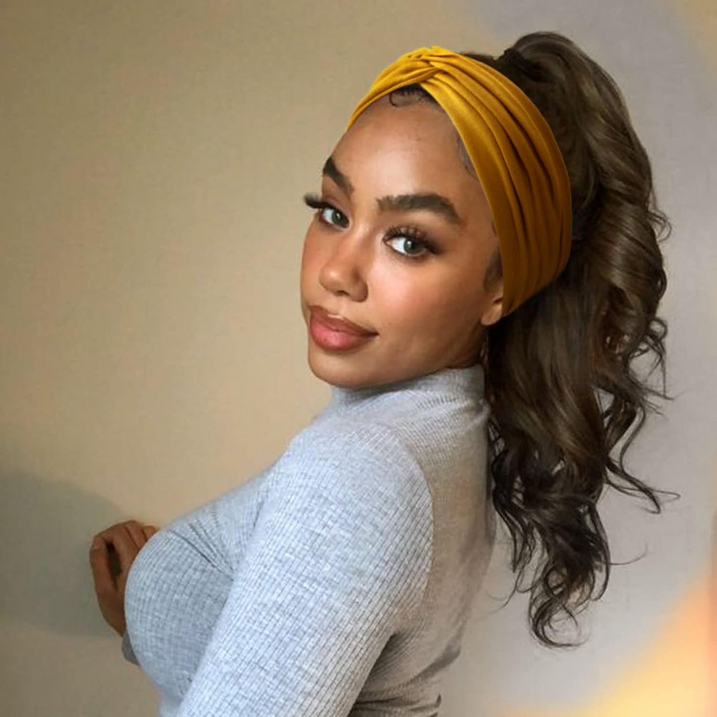 DRESHOW 4 Pack Turban Headbands for Women Wide Vintage Head Wraps Knotted Cute Hair Band Accessories