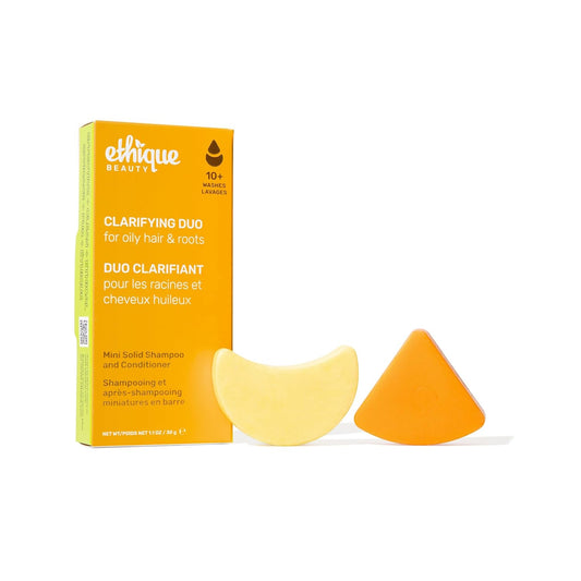 Ethique Beauty Mini Sampler Solid Shampoo & Conditioner Bar Set - Clarifying Shampoo for oily hair with Castor Oil