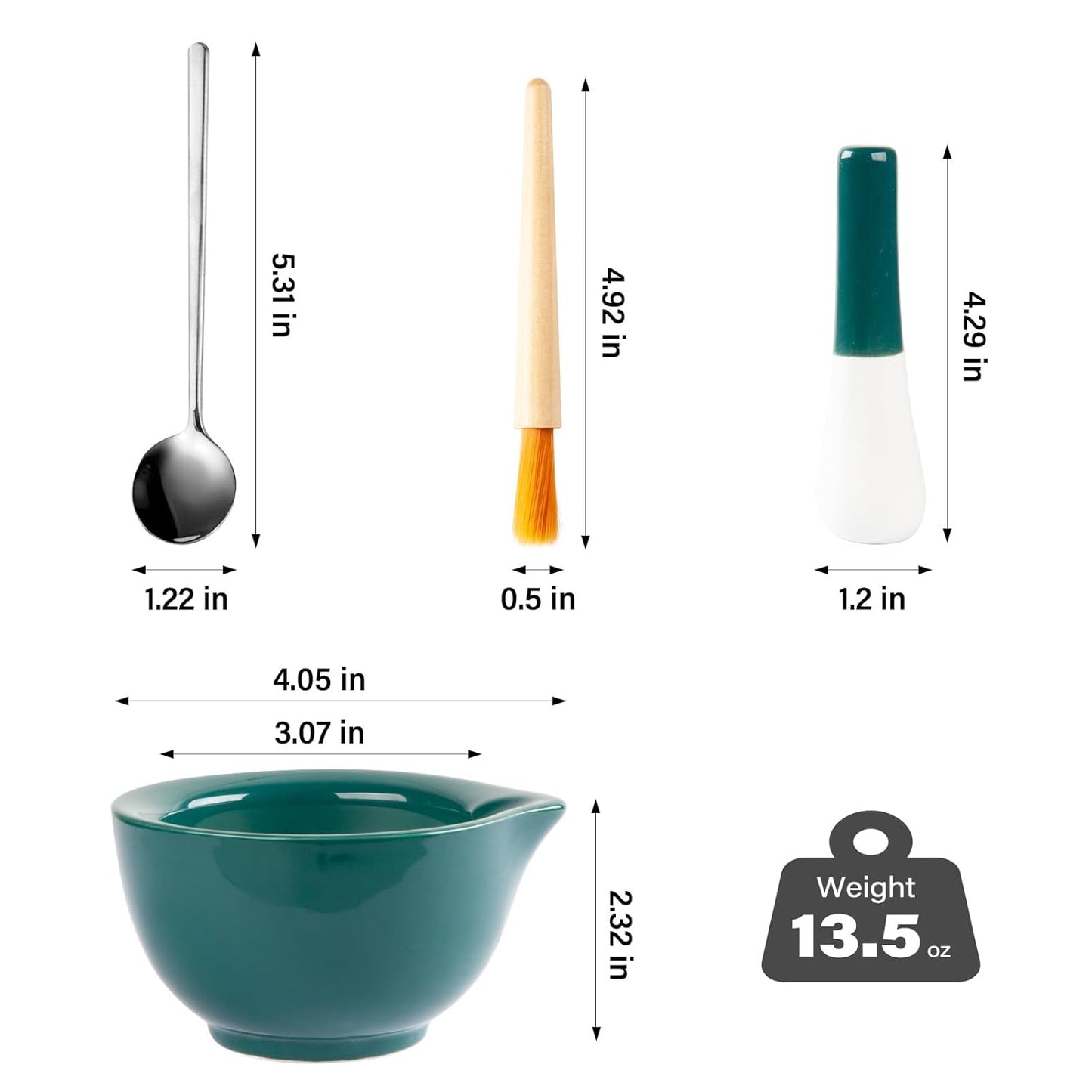 Pill Crusher, Ceramic Mortar and Pestle Set, Effortlessly Grind Pills, Vitamins, and Supplements into Fine Powder for Convenient Consumption by Adults, Seniors, and Pets (Small, Glossy Green)