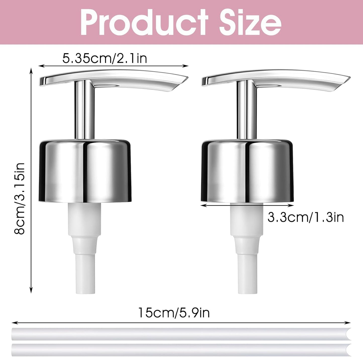 2 Pcs Soap Dispenser Pump Replacement, Reusable Soap Pump Replacement for Lotion Soap Replacement Pump for Soap Dispenser Replacement Soap Dispenser Pump for Kitchen Bathroom (Silver)