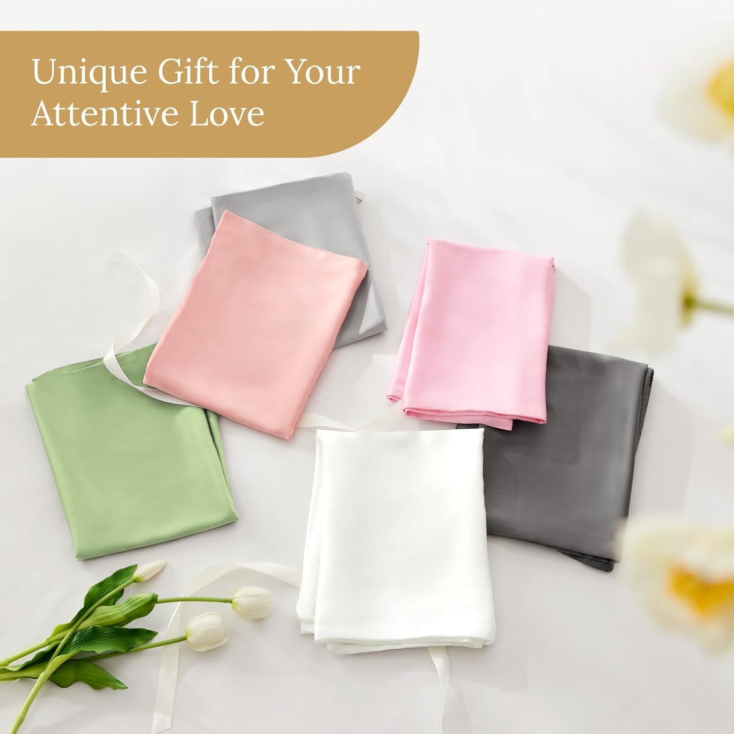 INFIIXSO Silk Pillow Cases 2 Pack Standard Size, Ultra Smooth & Soft Mulberry Silk Pillow Case for Hair and Skin, Breathable Cooling Silk Pillowcase with Hidden Zipper (ICY Morn, 20x26 Inches)