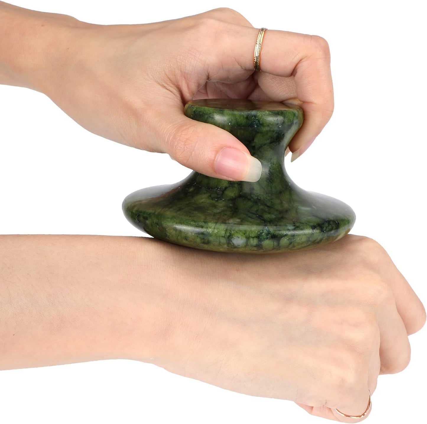 gemshan Mushroom Massage Tool,Natural Aventurine Jade Massage Stone for Relaxing Massage House SPA Heat The Cold