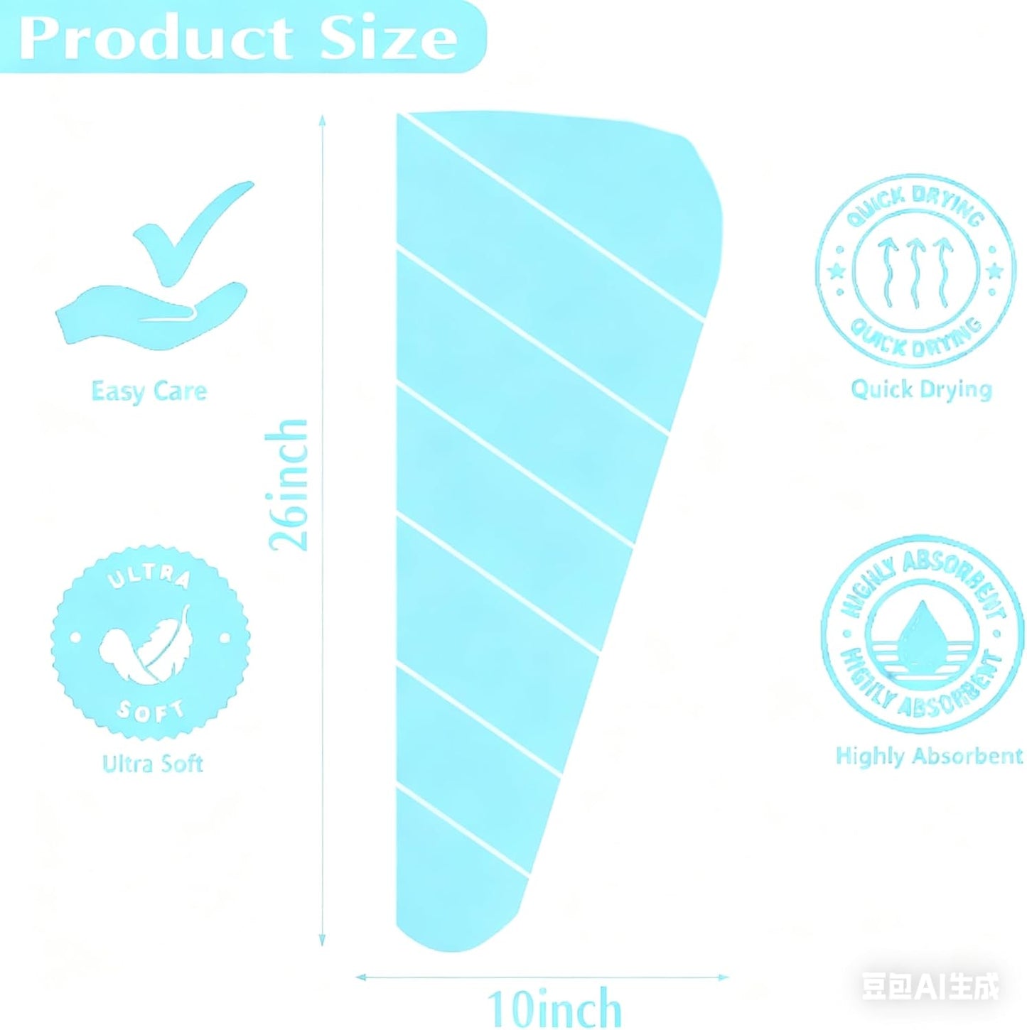 3 Pack Microfiber Hair Towel Wrap for Women, Fast Drying Hair Turban with Button, Anti-Frizz Large Hair Towel for All Hair Styles, Soft & Absorbent Hair Drying Towel