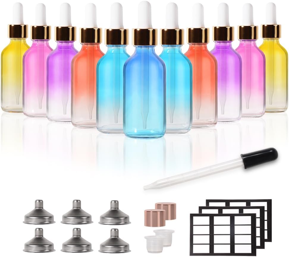 24 Pack, 2oz Glass Dropper Bottle Oil Bottles for Hair, Tincture Bottles with Dropper, Glass Bottle with Dropper
