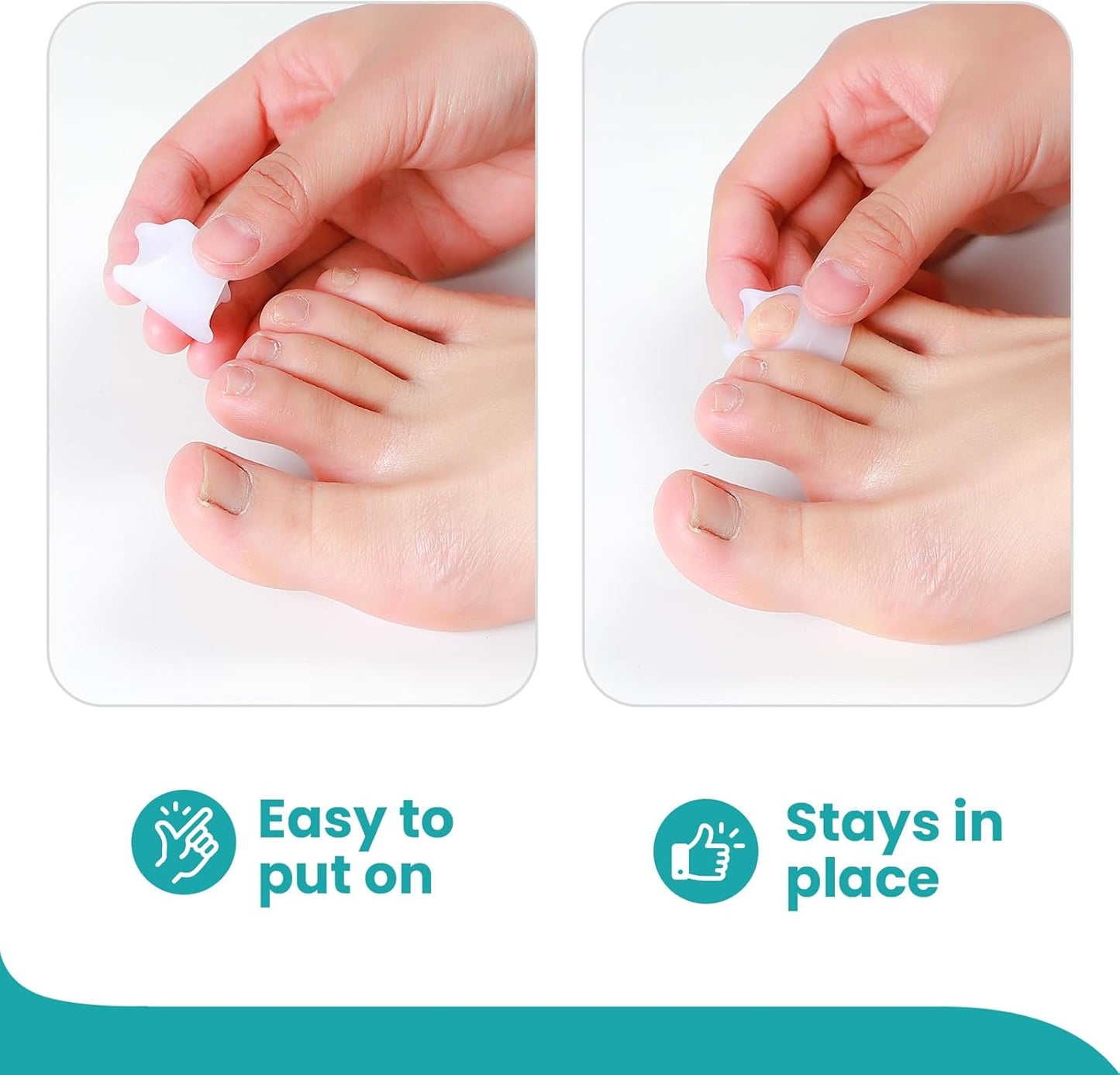 Hammertoe Corrector for Women - Soft Gel Toe Straighteners - Realign Bent, Curled, Crooked, Claw, Bunion, Hammer Toes - Toe Corrector for Men（8 Count, Small, White）