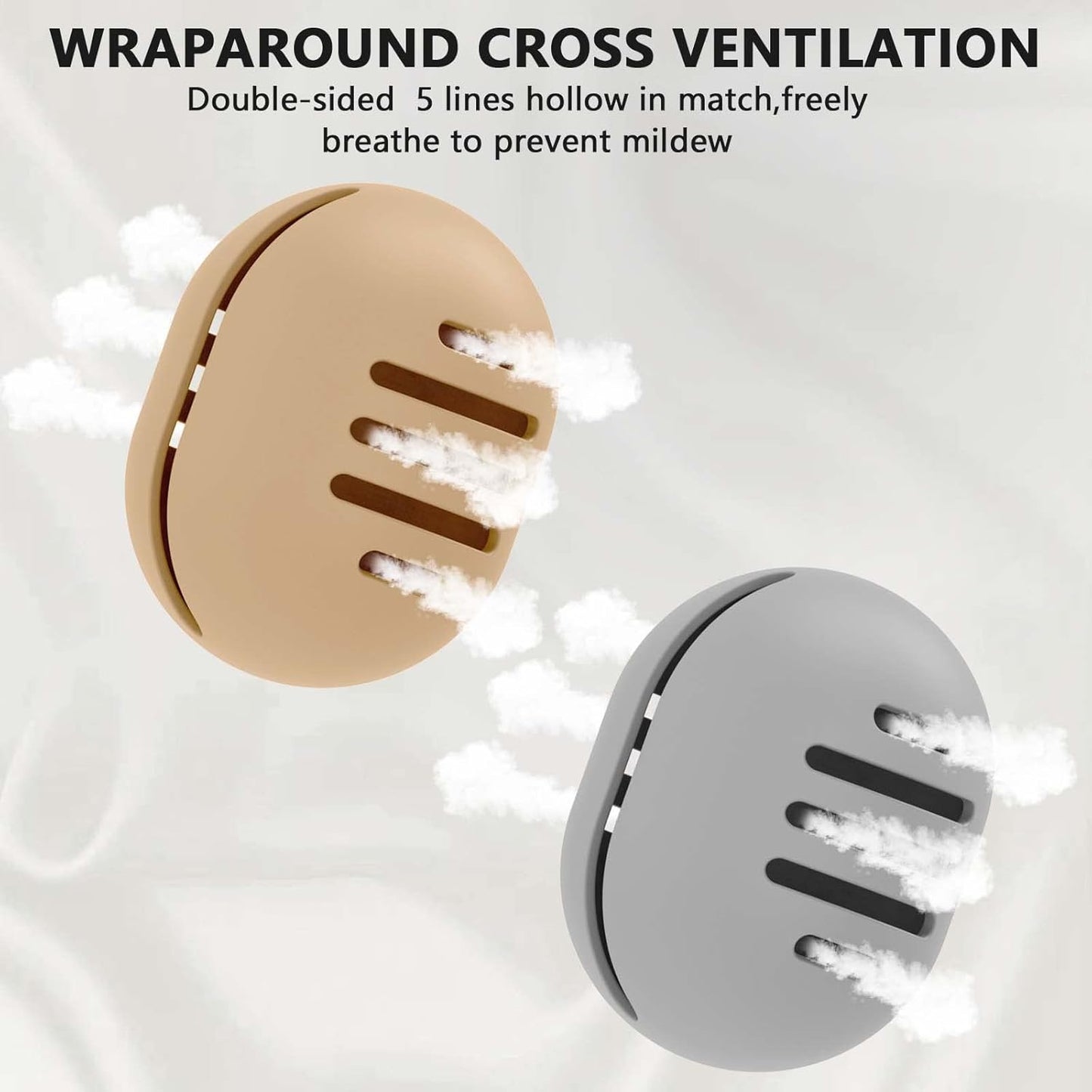 Makeup Sponge Holder,3PCS Double-sided Breathable Silicone Beauty Blender Holder for Travel,Shatterproof Makeup Sponge Travel Case for All Sponges Sanitary Reuse Easy Carry,Khaki+Pink+Grey