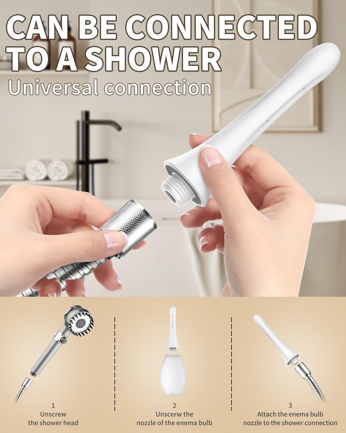 Enemas Anal Douches Anti Backflow-Douche Bulb and Anal Enema System for Men & Women，Shower-Compatible Douche for Men, 7-Spout Nozzle for Deep Cleansing，Easy to Use & Travel Friendly,White